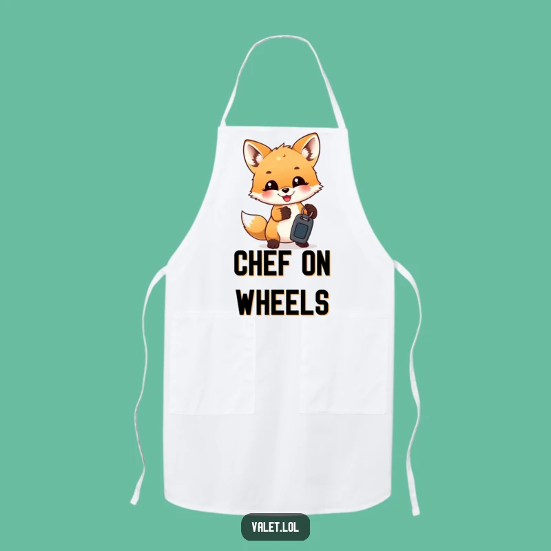 Funny Fox Cub Keys Apron: Kitchen Fun with Cub's Car Key