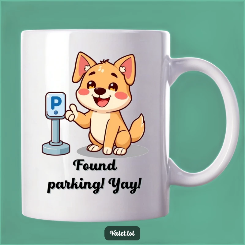 Funny Parking Dog Mug: Cheerful Canine Guide to Parking Spots, Perfect Humorous Gift!