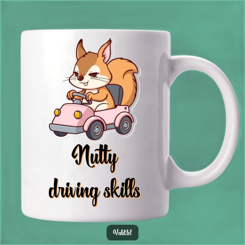 Funny Squirrel Driver Mug: Determined Rodent Maneuvering Vehicle, Perfect Humorous Gift!