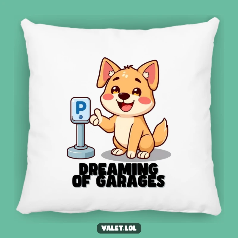 Funny Parking Dog Pillow: Soft Cheerful Canine Comfort for Parking Spot Enthusiasts, Lovely Humorous Gift!