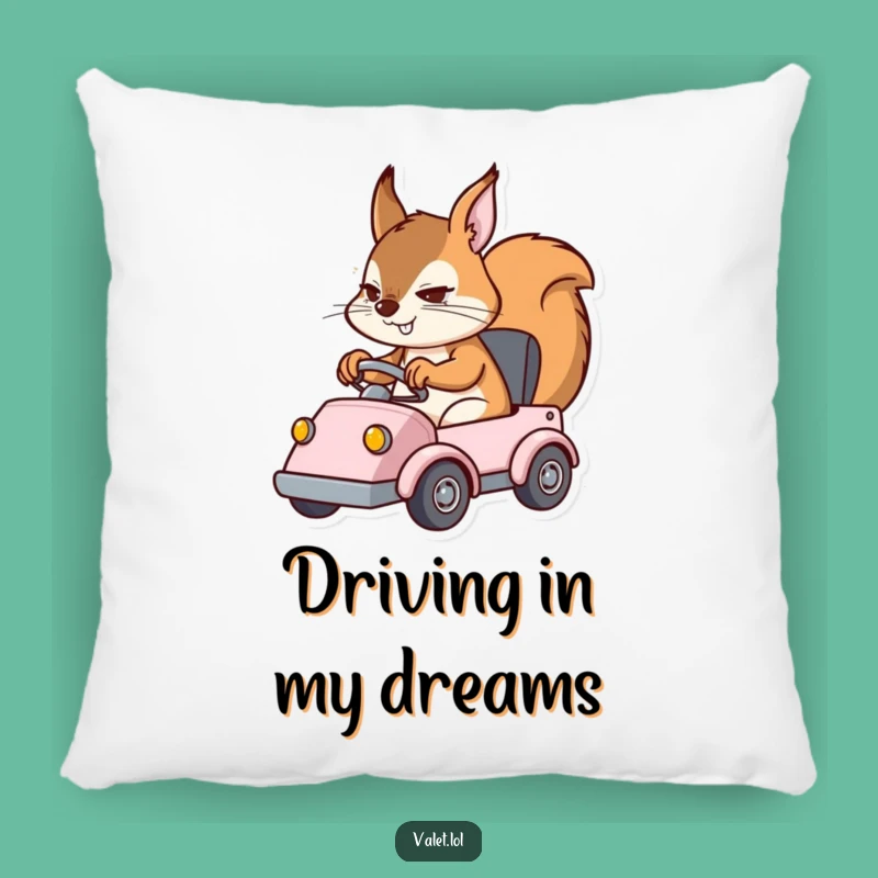 Funny Squirrel Driver Pillow: Soft Determined Rodent Maneuvering Vehicle Cushion, Lovely Humorous Gift!