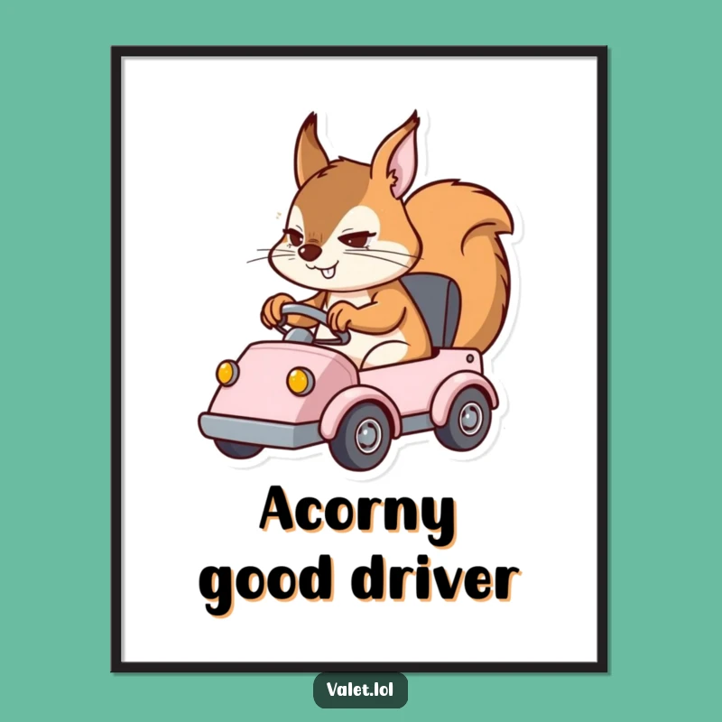 Funny Free Printable Wall Art: Squirrel Racer, Humorous Downloadable Decor for Nature Lovers