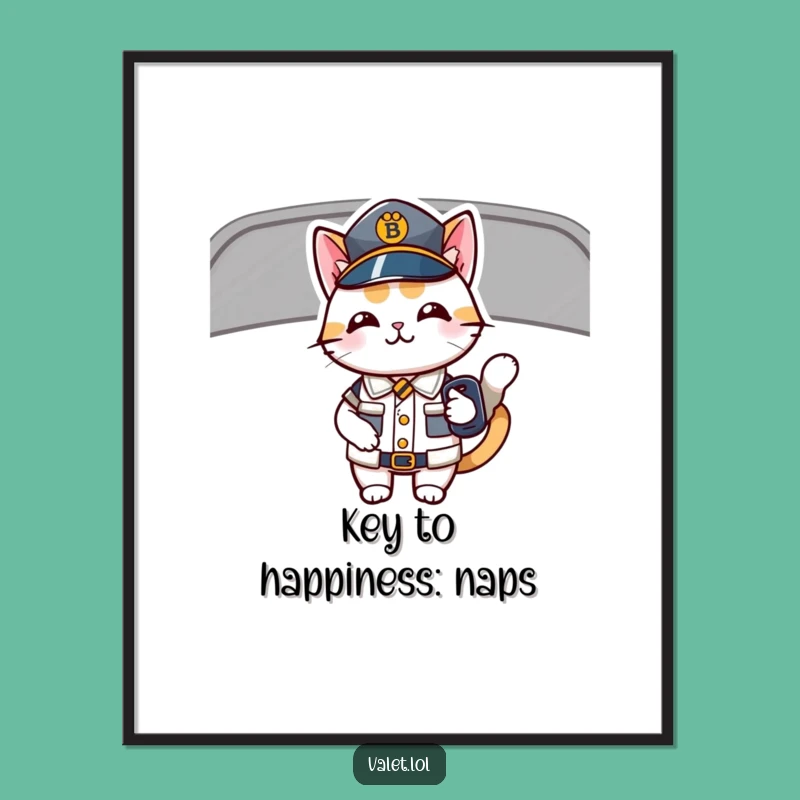 Funny Free Printable Wall Art: Cat Traffic Officer, Humorous Downloadable Decor for Car Lovers