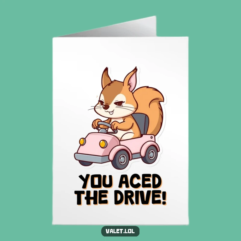 Free Printable Congrats Card: Squirrel Driver Navigates Success with Humorous Flair