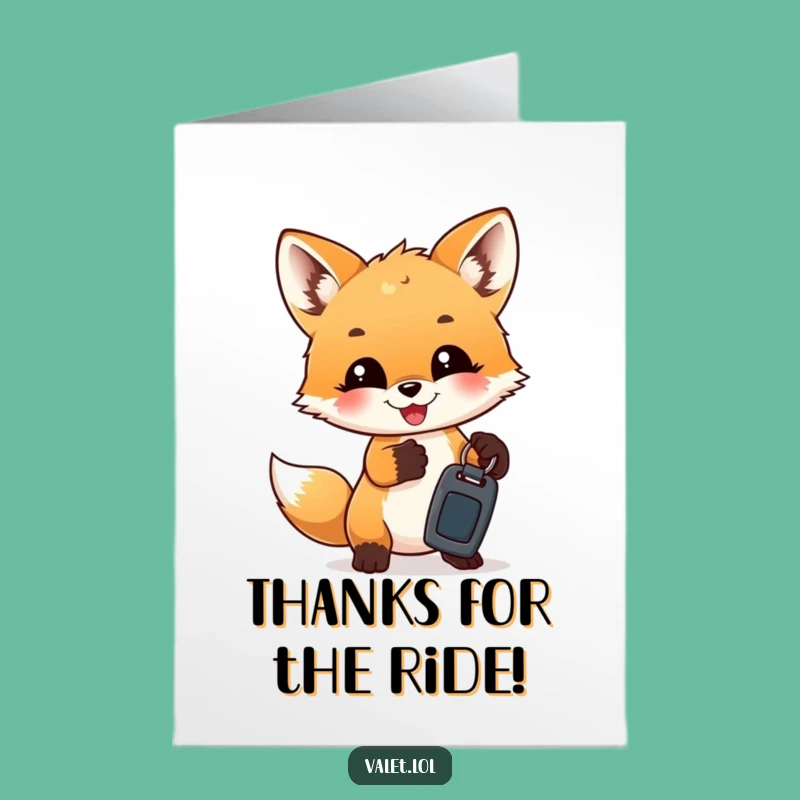 Free Printable Thank You Card: Fox Cub Car Keys - Fun Downloadable Gratitude