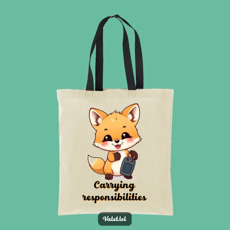 Funny Fox Cub Keys Tote Bag: Carry Your Stuff with Humor